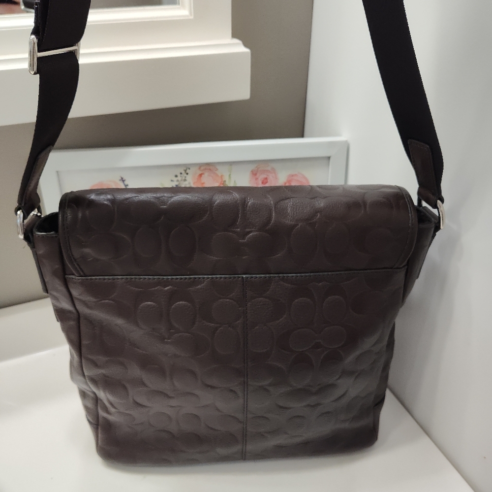 🤎EUC Coach Signature Monogram Logo Adjustable Crossbody Messenger Bag, Chocolat - Picture 13 of 16